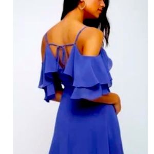 Lulus Cobalt Blue off the Shoulder Skater Dress
